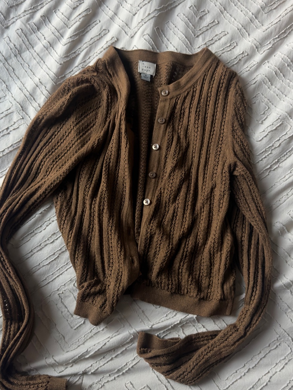 a new day Brown Textured Button-Front Women's Cardigan